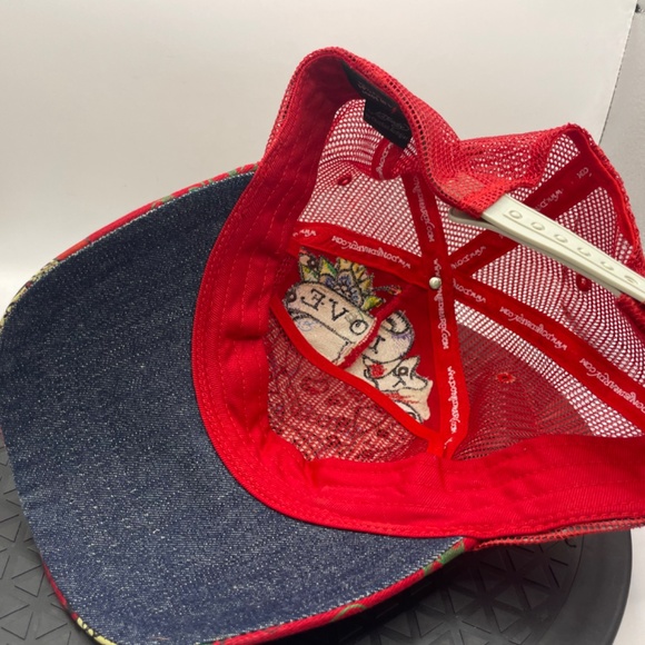 Red Ed Hardy Hat With Rhinestones - Picture 7 of 7